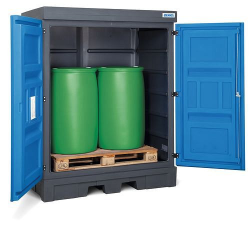 Dépôt DENIOS PolySafe type D pour 2 fûts de 200 litres chacun, en plastique, 211-945