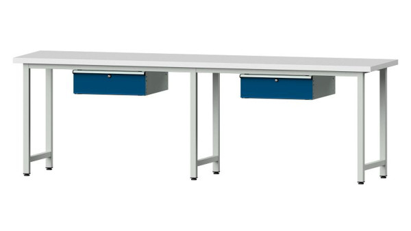 Bancs de travail ANKE table de travail, modèle 93, 2800 x 700 x 890 mm, RAL 7035/5010, KSP 40 mm, 400.421