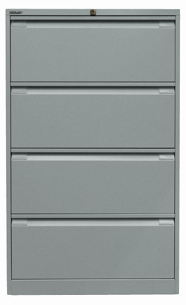 Classeur suspendu Bisley, double rail 4 tiroirs HR, argent, DF4355