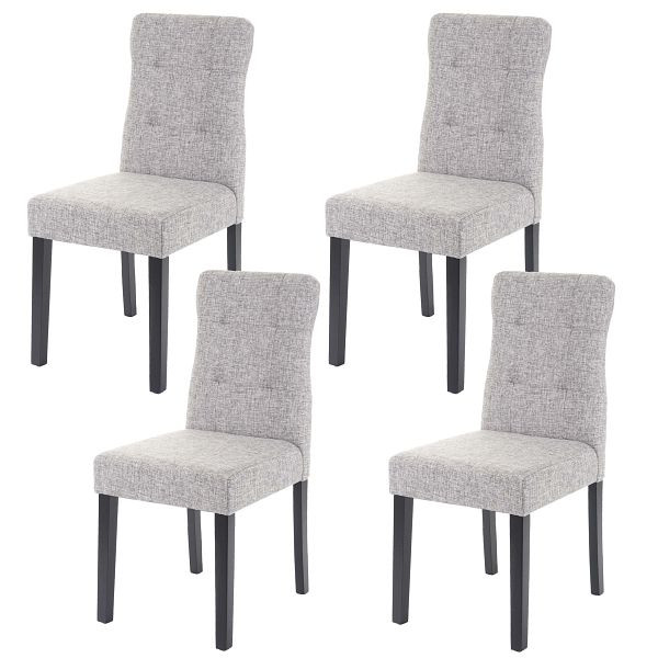 Mendler Lot de 4 chaises de salle à manger HWC-E58, chaise chaises de salle à manger, tissu/textile gris, pieds foncés, 67986