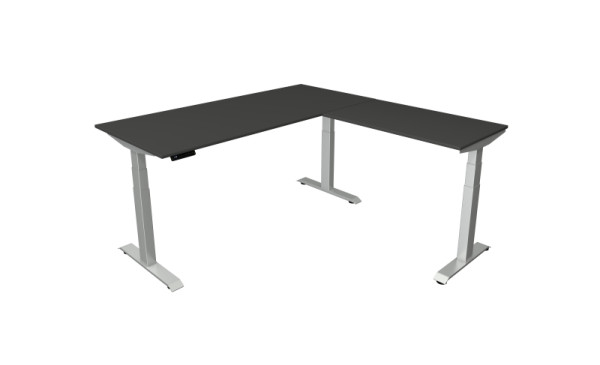 Table assis/debout Kerkmann L 1800 x P 800 mm avec élément rapporté 1000 x 600 mm, réglable en hauteur électriquement de 640 à 1290 mm, anthracite, 10043113