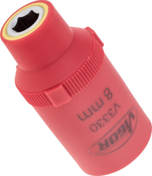 VIGOR Insert de clé à douille VDE, carré creux 12,5 mm (1/2 pouce), profil à six pans extérieurs, 8 mm, V3330