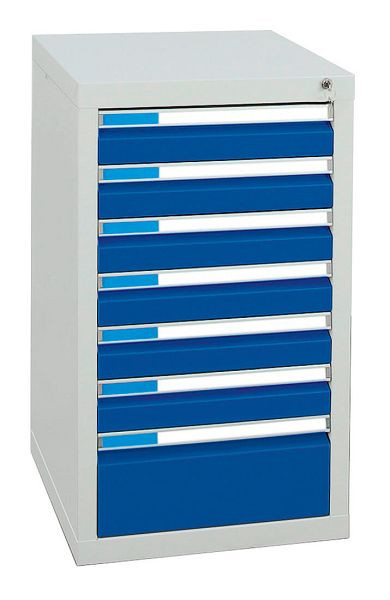 armoire à tiroirs émoussés série ESTA, RAL 7035/5010, 7 tiroirs (6x100, 1x200 mm), 7601274