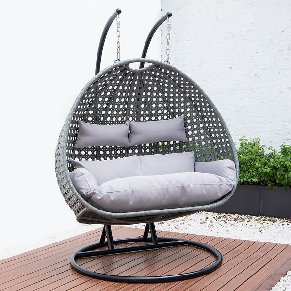HOME DELUXE chaise suspendue en polyrotin TWIN - gris, 4843
