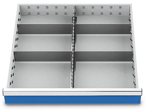 Bedrunka+Hirth inserts de tiroir T736 R 24-24, pour hauteur de panneau 75 mm, 1 x MF 600 mm, 4 x TW 300 mm, 144BLH75