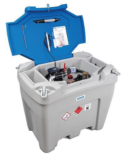 DENIOS Mobile Dieseltankstelle PolyMove PM 450 aus PE, 12 Volt Pumpe, 450 Liter Volumen, Durchflusszähler, 222105