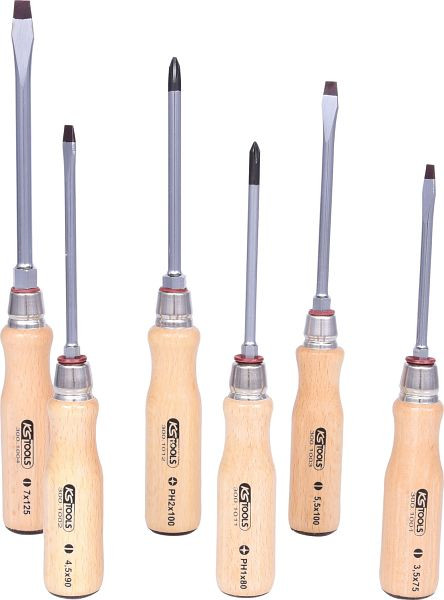 KS Tools Jeu de tournevis ERGOTORQUE WOOD, 6 pièces, 300.1100