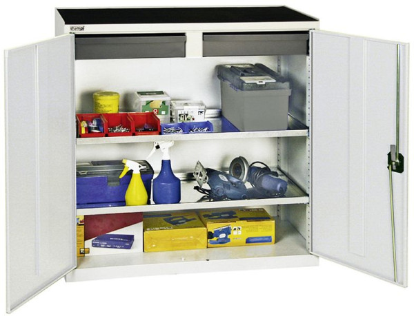 armoire à outils et matériaux contondants série 3000, 7035/7035, 2 tiroirs 100 mm, 2 étagères, 3007207