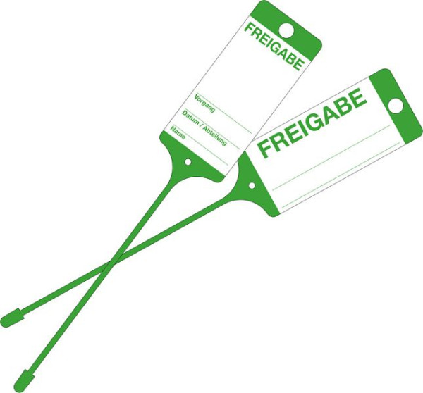 Etiquette de marchandises Eichner en PP résistante aux intempéries, verte, impression : libération, UE : 100 pièces, 9219-00772