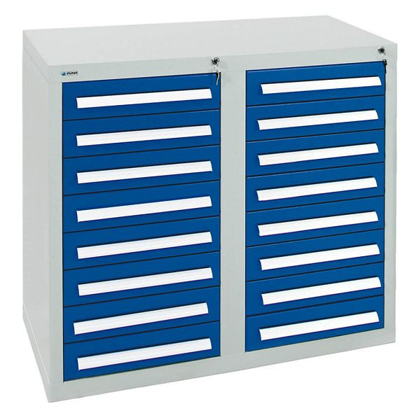 armoire à tiroirs émoussés série T-100/35-2, RAL 7035/5010, 16 tiroirs (16 x100 mm), 8152174