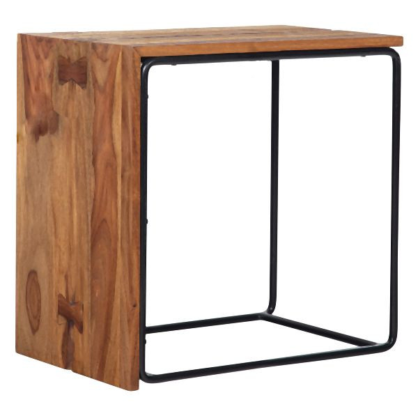 Wohnling table d'appoint Sheesham bois massif / métal 45 x 30 x 45 cm, rectangulaire, Industrial Couch Modern, WL6.718