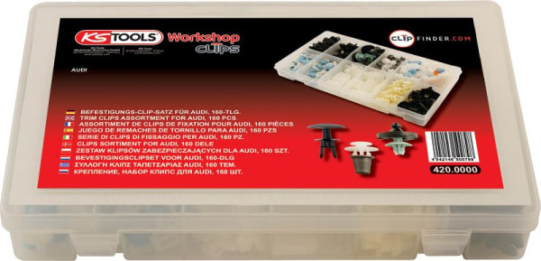 Jeu de clips de fixation KS Tools pour Audi, 160 pièces, 420 0000