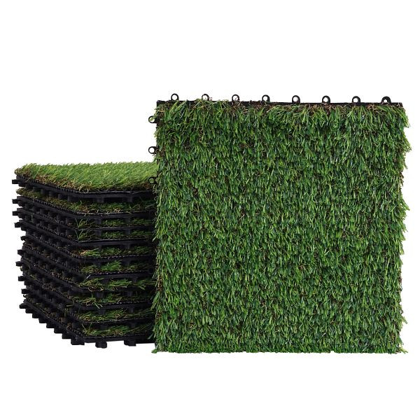 Dalle de gazon Mendler HWC-E13, dalle de pelouse gazon artificiel, balcon/terrasse 11x chaque 30x30cm = 1m², 65050