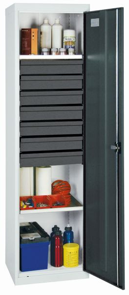 armoire à outils et matériel série 3000, 7035/7016, 7 tiroirs 100 mm, 2 étagères, 3005271