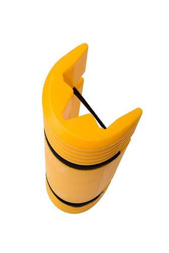 Élément de protection contre les collisions DENIOS, pour supports d'étagère de 86 à 120 mm, jaune, avec deux bandes Velcro, 311047