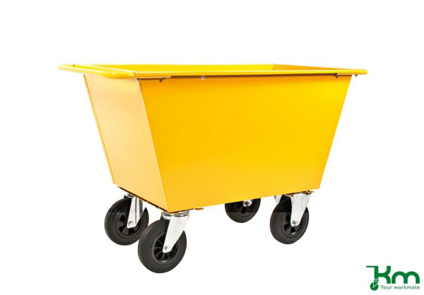Chariot à déchets Kongamek 300 l, 1150 x 730 x 850 mm, jaune, 2 roulettes fixes 2 roulettes pivotantes, KM143125
