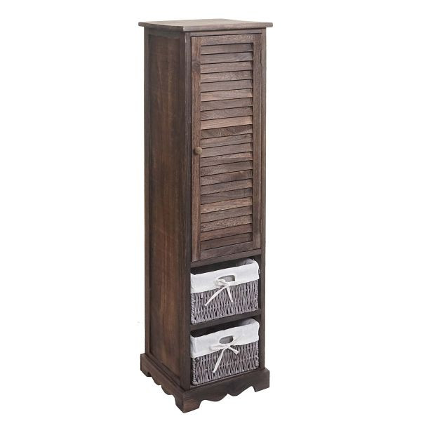 Commode de salle de bain Mendler HWC-H20, meuble de salle de bain meuble de salle de bain étagère de salle de bain, bois massif 120x27x29cm, brun shabby, 72674