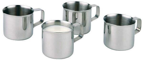 Pot à lait APS, Ø 3,6 cm, hauteur : 3,5 cm, acier inoxydable, avec anse, contenu : 25 ml chacun, lot de 4, 10321
