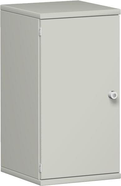 geramöbel armoire à portes battantes 1 étagère décorative, verrouillable, serrure à droite, 400x425x768, gris clair/gris clair, N-10DR204-LL