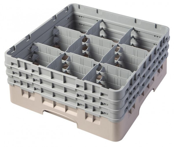 Panier de lavage Cambro 9 compartiments Camrack® 17,4 cm beige, lot de 3, 9S638184