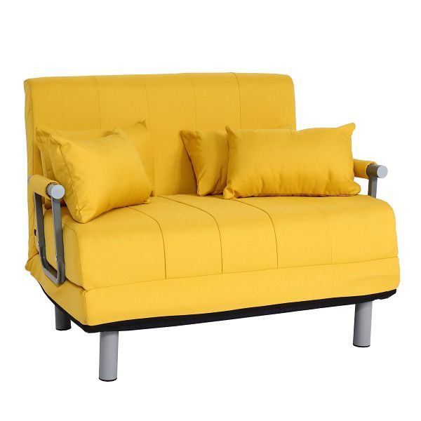 Mendler HWC-K29 fauteuil-lit, fauteuil pliant, canapé-lit, lit d'appoint, fauteuil de relaxation, surface de couchage 186x97cm, tissu/textile jaune, 89634