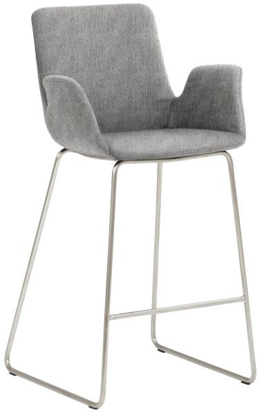 Tabouret Mayer Sitzmöbel 1222, piètement luge en acier inoxydable, gris clair, 1222_K4_30084