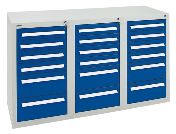 armoire à tiroirs émoussés série T-100/35-3, RAL 7035/5010, 18 tiroirs (12x100, 6x200mm), 8153574
