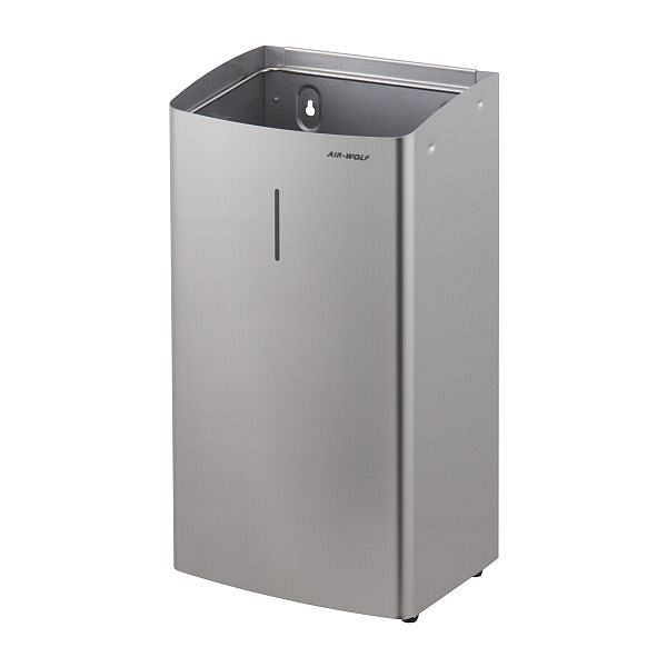 Poubelle Air Wolf d'un volume de 27 litres, série Alpha, H x L x P : 500 x 265 x 200 mm, acier inoxydable brossé, 60-113