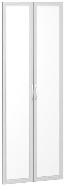 geramöbel set de portes en verre satiné dans un cadre en bois, pour une largeur de corps de 800 mm, y compris amortisseur de porte, non verrouillable, 6 hauteurs de dossier, argent, S-386901-GT