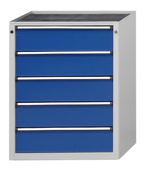 Armoire à tiroirs ANKE; 760 x 675 x 980 mm; RAL 7035/5010; Baignoire avec tapis antidérapant; 5 tiroirs, 610 000