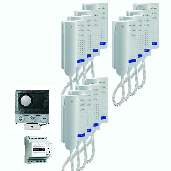 TCS audio:pack installation pour 12 logements, avec haut-parleur intégré ASI12000 + 12x interphone ISH3030 + appareil de commande BVS20, PAIH120/004