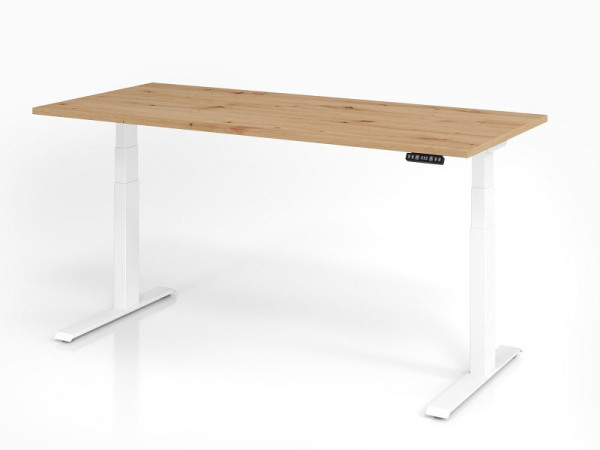 Bureau Hammerbacher XDKB19, 180 x 80 cm, plateau : chêne noueux, épaisseur 25 mm, chant épais en ABS, forme rectangulaire, blanc, VXDKB19/R/W
