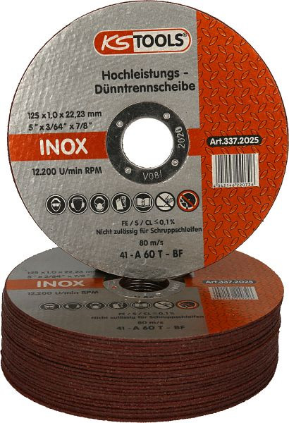 KS Tools disque à tronçonner fin haute performance, diamètre 125 mm, 1 mm, lot de 25, 337.2025