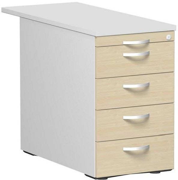 conteneur debout geramöbel avec 4 tiroirs en métal, guide de tiroir en métal, 438x1000x720, érable/gris clair/gris clair, N-0310SF4-ALL