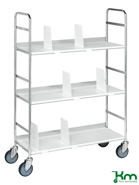 Chariot à étagères mobiles Kongamek, 790 x 290 x 1140 mm, capacité de charge 75 kg, KM151