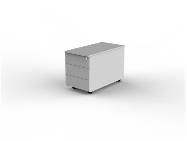 Roll-conteneur Kerkmann, L 430 x P 800 x H 540 mm, avec serrure centrale, gris clair, 12454711