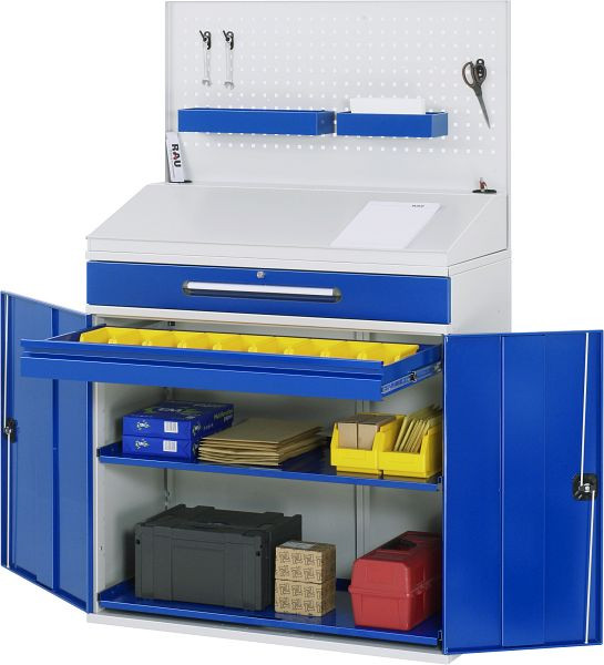 Bureau debout avec armoire latérale RAU - modèle 04, L1100 x P520 x H1110/1220/1770 mm, 07-1100-M04.11