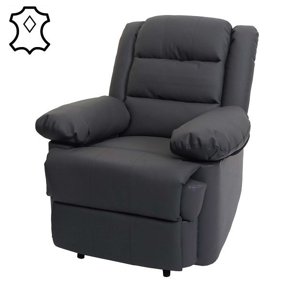 Fauteuil TV Mendler HWC-G15, fauteuil relax fauteuil lounger, cuir + simili cuir 101x87x100cm, gris, 82846+82847