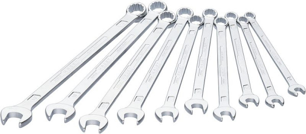 Clés mixtes Hazet, extra longues, design fin, profil de traction externe double hexagonal, 10 - 19, nombre d'outils : 10, 600LG/10