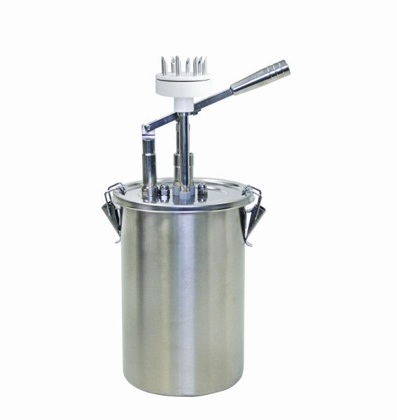 Distributeur doseur à levier Schneider avec embout beignet, 4,5 litres, 180 x 180 x 460 mm, acier inoxydable, 152280