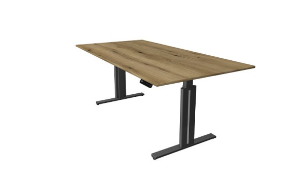 Table assis/debout Kerkmann L 2000 x P 1000 mm, réglable en hauteur électriquement de 720 à 1200 mm, fonction mémoire, 4 hauteurs, chêne, 10324355