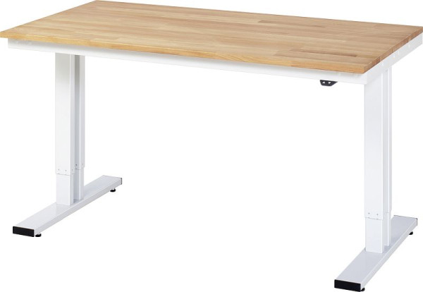 Table de travail RAU série adlatus 300 (réglable électriquement en hauteur), plateau en hêtre massif, 1500x720-1120x800 mm, 08-WT-150-080-B