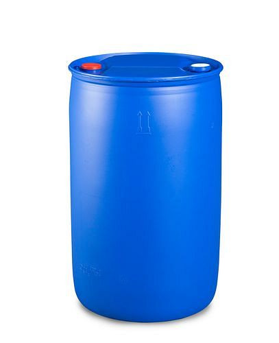 Fût à bonde plastique DENIOS, 220 l, raccord bonde à vis 3/4'' et 2'', 266-141