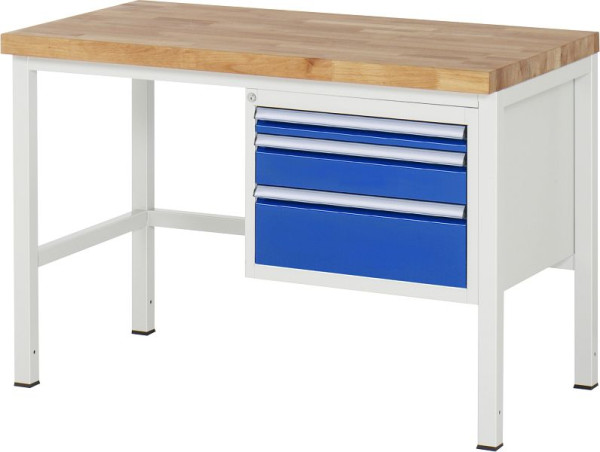 Etabli RAU série 8000 - modèle 8126, L1250 x P700 x H840-1040 mm, base système L1245 x P650 x H800-1000 mm, 03-8126A1-127B4H.11