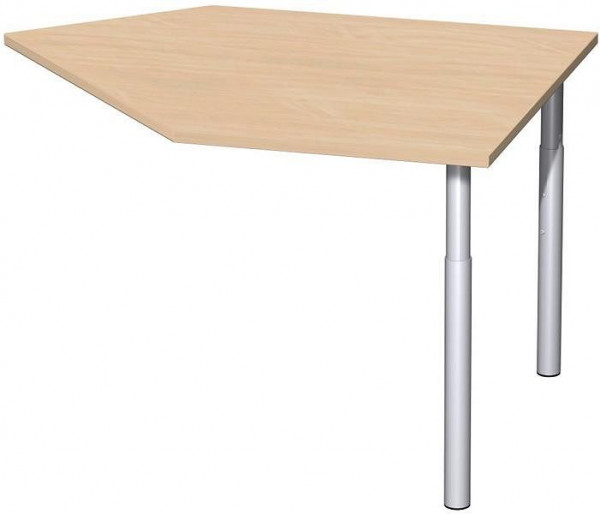 table d'extension de données geramöbel à droite avec pieds de support, matériel de liaison inclus, réglable en hauteur, 1060x1225x680-820, hêtre/argent, N-657105-BS