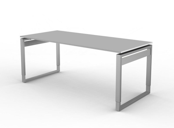 Bureau Kerkmann avec structure en fer, forme 5, L 1800 x P 800 x H 680-820 mm, gris clair, 11404211