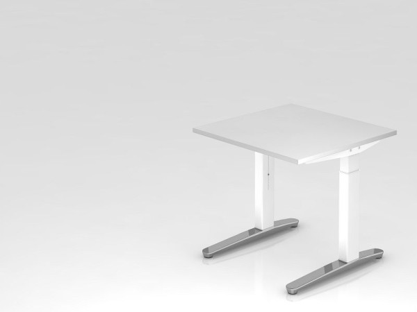 Bureau Hammerbacher pied C 80x80cm blanc/blanc, poli, forme rectangulaire, VXB08/W/WC
