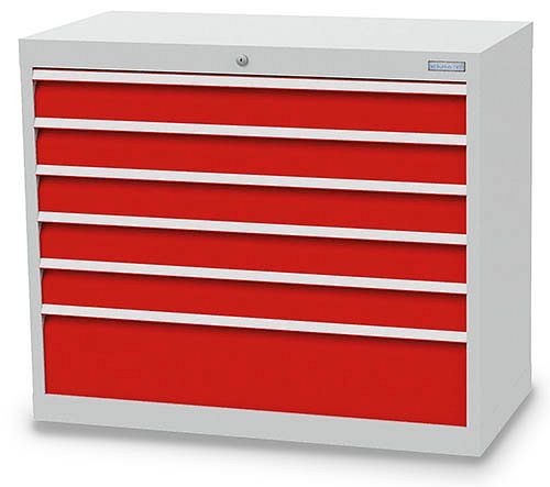 Armoire à tiroirs Bedrunka+Hirth, profondeur 500 mm, R 36-16, 980 x 500 x 819 mm, 6 x tiroirs (5x 100VA, 1x 200VA), capacité de charge 50 kg, 98.501