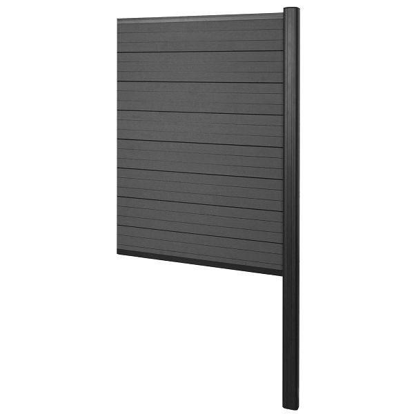 Mendler Brise-vue WPC Sarthe, clôture coupe-vent, poteau aluminium à bétonner, élément d'extension étroit, 95cm anthracite, 65140+76239+76242+76266