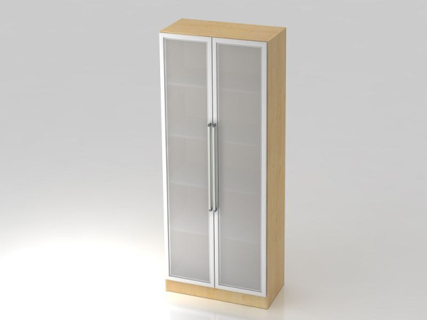 Vitrine Hammerbacher 5OH, panneau de base, poignée chromée érable/argent, 80x42x200,4 cm (LxPxH), V7100G/3/S/CE